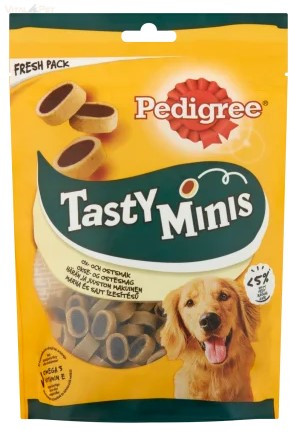 Pedigree Tasty Minis 140 g jutalomfalat kutyáknak sajtos & marha töltött kiskorongok