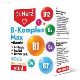   Dr. Herz B-Komplex Max+C-vitamin+Inozitol+Szerves Cink 60 db kapszula doboz
