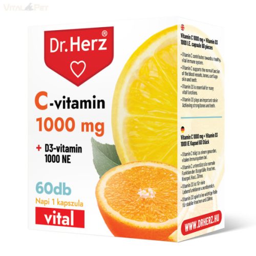 Dr. Herz C-vitamin 1000 mg + D3-vitamin 1000 NE 60 db kapszula doboz 