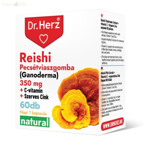 Dr. Herz Reishi 350 mg + C-vitamin + Szerves Cink 60 db kapszula doboz