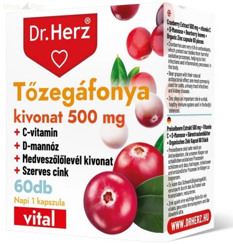 Dr. Herz Tőzegáfonya kivonat 500 mg 60 db kapszula doboz