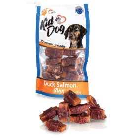   KidDog jutalomfalat kutyáknak -  Duck Salmon strips - kacsa 60%/,lazac 34% falatkák 80g