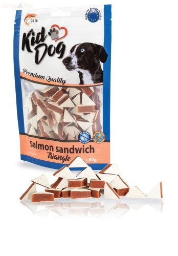 KidDog jutalomfalat kutyáknak - Salmon sandwich triangles - lazacos szendvics háromszögű 80g