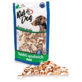   KidDog jutalomfalat kutyáknak - Rabbit sandwich Mini - mini szendvics nyúl 60% tőkehal 34% 80g