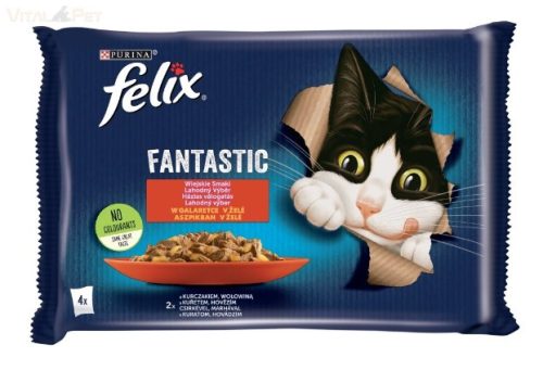 Felix Fantastic 4x85g Házias válogatás zselében (Csirke&Marha)