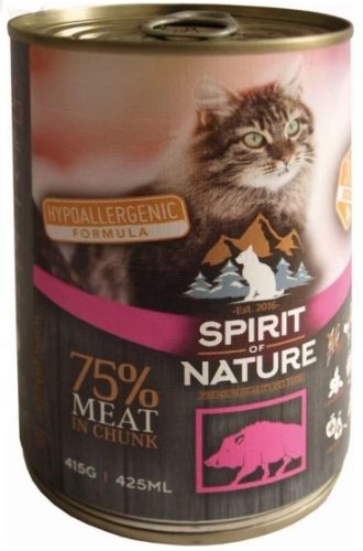 Spirit of Nature CAT Hypoallergenic konzerv 415 g Wild boar / Vaddisznóhússal