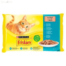   Friskies 12 pack alutasakos macskaeledel (lazac/tonhal/tőkehal/szardínia) szószos 1020g
