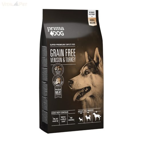 PrimaDog Grain Free száraz kutyatáp 1,5 kg Adult All Breeds Venison Turkey