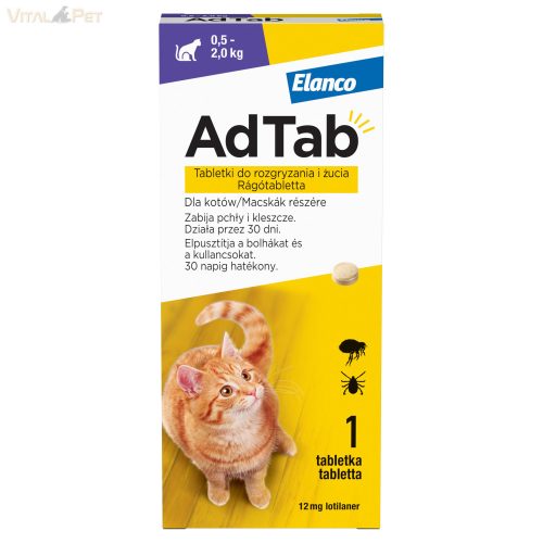 AdTab™ rágótabletta macskák részére 12 mg (0,5-2 kg testsúly) 3db
