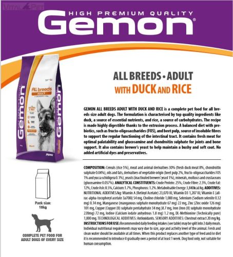 Gemon Dog ADULT DUCK 20kg Kacsa