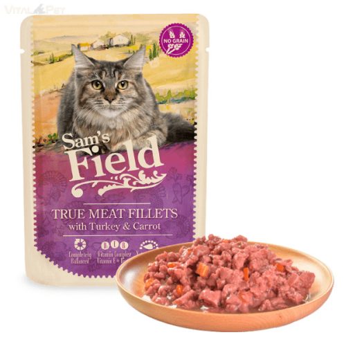 Sam's Field Cat gabonamentes alutasakos eledel 85 g adult pulykahús&sárgarépával