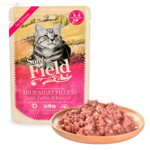 Sam's Field Cat gabonamentes alutasakos eledel 85 g kitten pulykahús&brokkolival