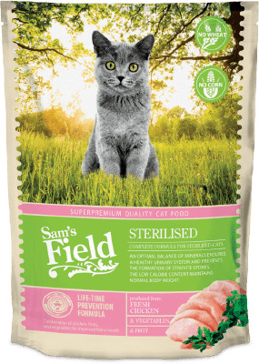 Sam's Field Cat gabonamentes száraz eledel 2,5 kg sterilized csirkével