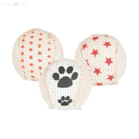 TRIXIE 45818  cicajáték csörgős juta labda 5cm, 3db-os