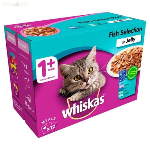 Whiskas 12 pack alutasakos felnőtt macskaeledel halas válogatás aszpikban