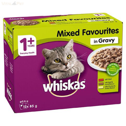 Whiskas 12 pack alutasakos felnőtt macskaeledel halas-húsos válogatás szószban