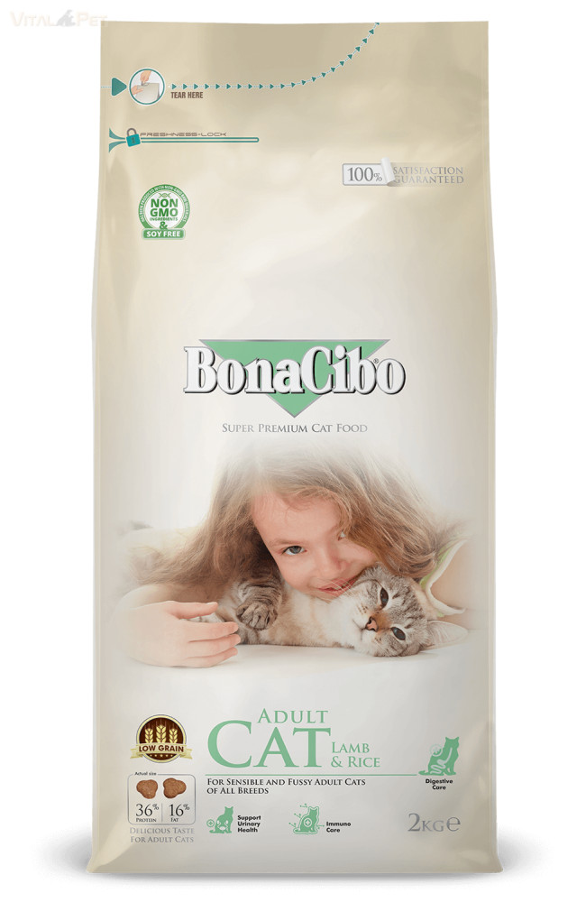 Image of BonaCibo Cat Adult Hypoallergén 5 kg Lamb &amp; Rice szardellával és rákkal