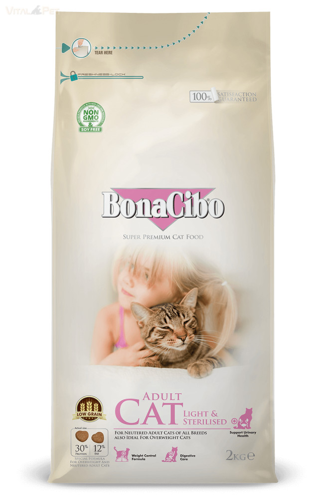 Image of BonaCibo Cat Light&amp;Sterilized Hypoallergén 5 kg Chicken &amp; Rice szardellával és rákkal